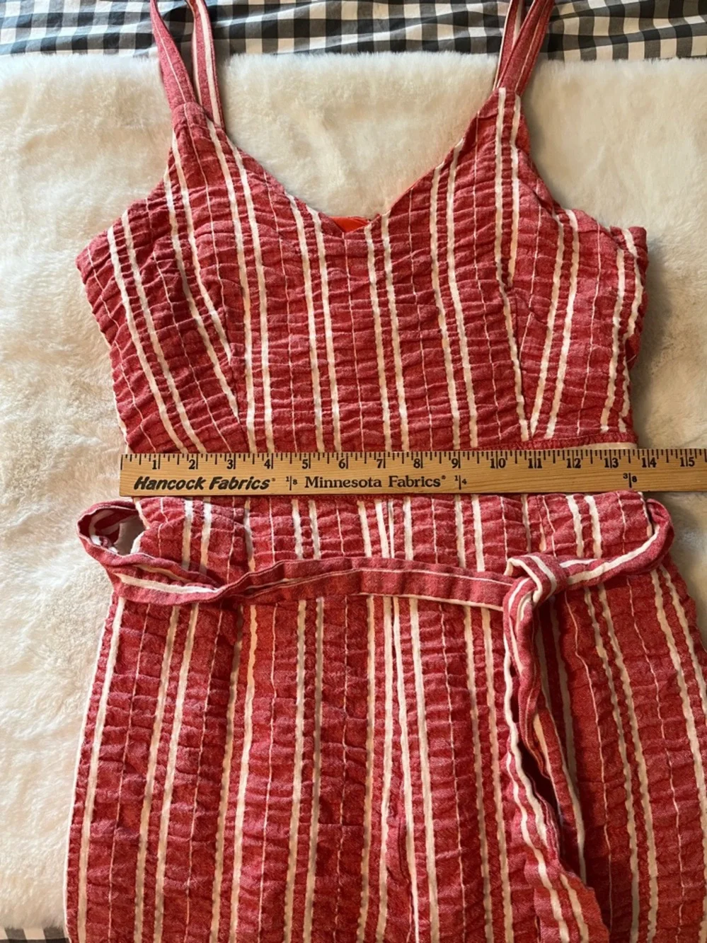 Anthropologie Ett:twa Robin‎ Sleeveless Red Striped Wide Leg Cropped Jumpsuit